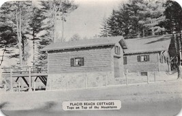 Lake Placid Ny Placid Beach Cottages Tops On Top Of Mountains Postcard 1950s - £2.31 GBP