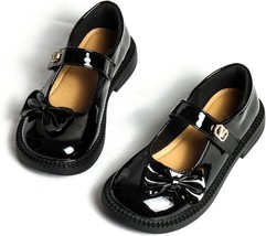 Black School Shoes for Girls,Mary Jane Shoes,Dress Shoes Flats Bowknot (Size:12) - £15.45 GBP