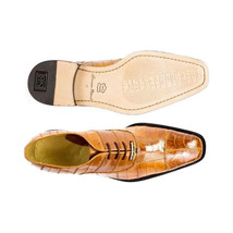 Men Belvedere Shoes Mare Genuine Ostrich Eel Leather Lace up Camel  2P7 Brown image 4