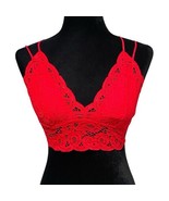 Victoria’s Secret PINK Lace Bralette Red Crochet Double Strap Cross Back... - $14.99