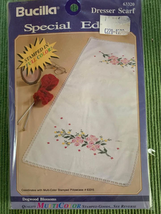 Bucilla Dogwood Blossoms Dresser Scarf Stamped Cross Stitch Kit - New - £9.95 GBP