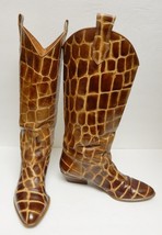 Joan &amp; David Hand Made Boots Giraffe Print Tan Brown Italy Women&#39;s Size 5.5-6(?) - £61.71 GBP