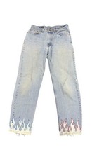 Upcycled Grunge Jeans Levis 550 Ripped Distressed Flame Light Wash Blue Sz 33x32 - £52.69 GBP