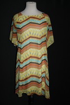 Women&#39;s RACHEL KATE Multicolor Dress Short Sleeve Size Medium Yellow Bla... - £17.72 GBP