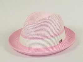 Men's Bently Semi Crushable Fedora Briad Straw Hat Dante DA220 Pink/White image 5