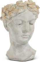 Abbott Collection 27-Aphrodite-535-Lg Large Woman Head Planter, Grey/Gold - £40.89 GBP