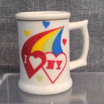 Vintage Rainbow Mug - Heart Handle - I  3 NY - Japan - Manhattan Skyline - $14.95