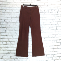 Apostrophe Pants Womens 2 Brown Flare Flat Front Mid Rise Stretch Y2K 2000s - $24.98