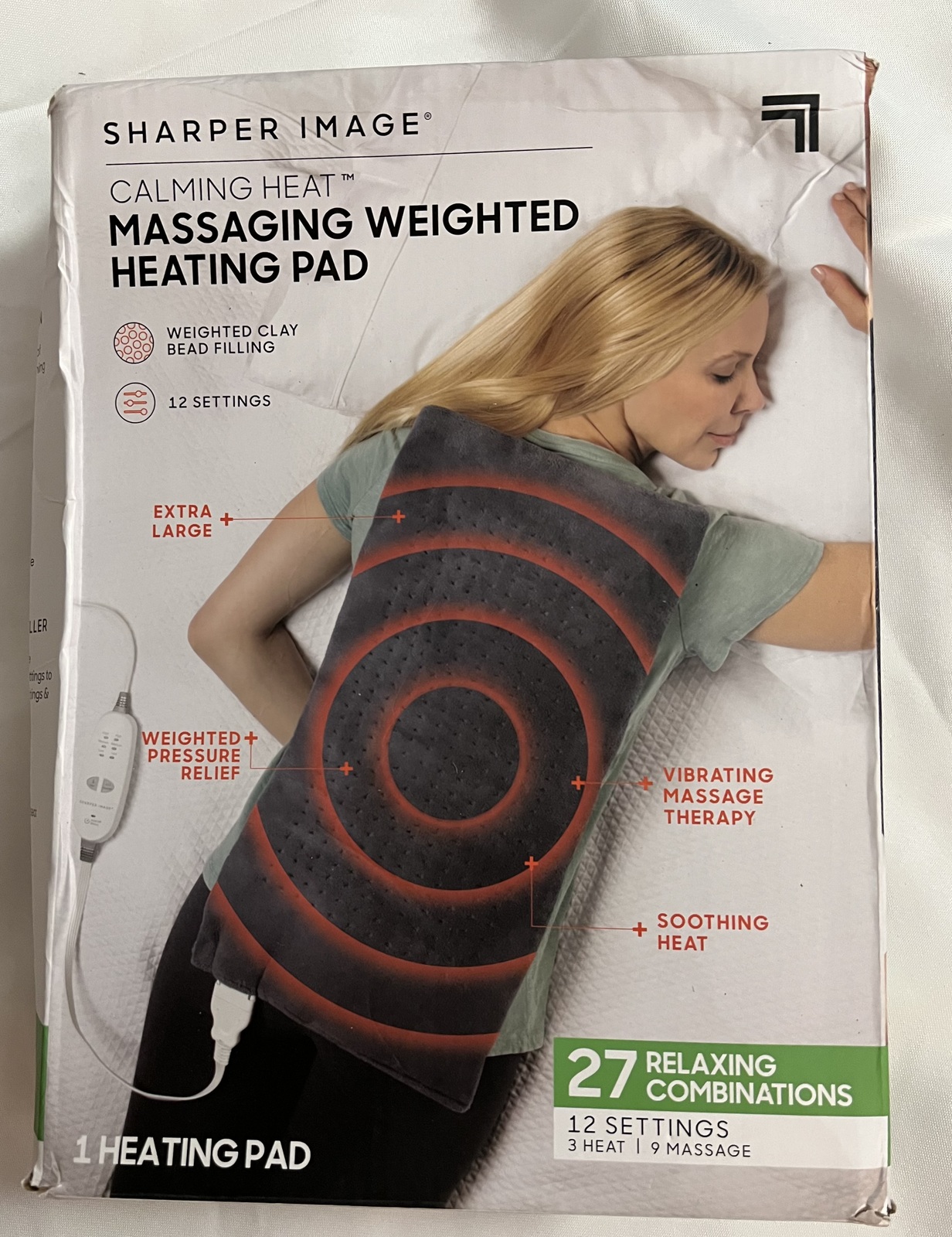 Calming Heat Massaging Weighted Heating Pad by Sharper Image 27 Relaxing Combos - £57.84 GBP