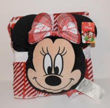 Disney Minnie Mouse Nogginz Pillow &amp; Travel Red &amp; White Soft Blanket Set 45x55 - £28.44 GBP