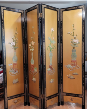 Japanese 4 Part Folding Screen/Divider Embeded With Emerald &amp; Jade Stones 72&quot; - £471.96 GBP