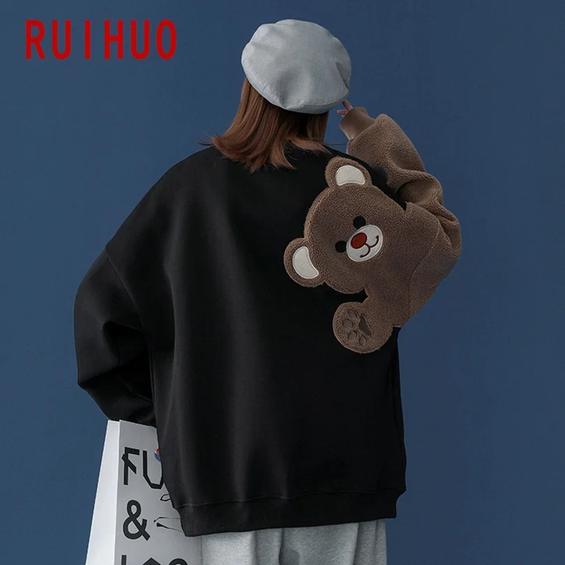 RUIHUO   Men Tops Harajuku Streetwear Mens Clothes Funny Pullover Men s Hip Hop  - £158.05 GBP