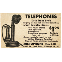 1954 Desk Stand Telephone Advertisement Microphone Company Vintage DWF27 - $19.99