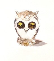 Swarovski Crystal Feathered Beauties Small Owl Figurine Citron Eyes - $19.80