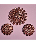 Weiss Set Pink Rhinestone Brooch Matching Earrings Vtg - $119.95