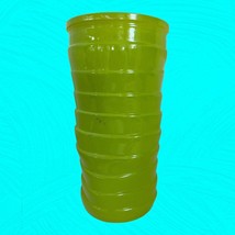 Vintage Hoosier Glass Light Green Ribbed Vase 8 1/2” Tall Signed Chartreuse - £15.44 GBP
