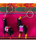 Lot of Two Peruvian Black Handmade Llama/Alpaca Keychains 2.5&quot; Tall NWOT - $12.32 CAD