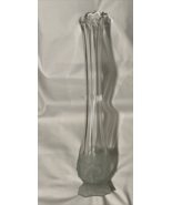 IVIMA Portugal Glass Swung Vase Clear Leaves 19&quot; Tall 8 Fingers - £19.47 GBP