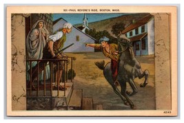 Paul Revere&#39;s Ride Boston Massachusetts MA UNP Linen Postcard Y13 - £2.30 GBP