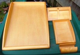 ~~ 4 pc. Wooden Desk Organizers Business Card, Letter/Paper &amp; Notepad Ho... - £15.95 GBP