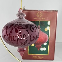 Lenox Joyous Tidings Hope Ornament 5.5&quot; Frosted Glass Red Holiday Décor - $19.99