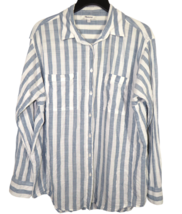 Madewell Women&#39;s Blue White Striped Long Sleeve Button Up Cotton Blouse Size L - £23.76 GBP