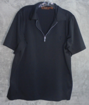 Tasso Elba Performance Golf  Men&#39;s Medium M Polo 1/4 Zip Black Knit Shirt - £6.01 GBP