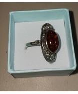 Vintage Sterling Silver Amber Ring Size 6 - €65,13 EUR