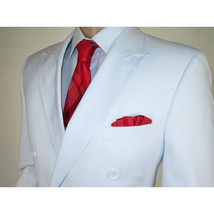 Men Apollo King Double Breasted Suit Classic Peak Lapel Pleated DM26 White image 8
