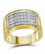 10kt Yellow Gold Mens Round Diamond Four Row Band Ring 1/2 Cttw - £555.84 GBP