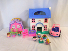Little People Blue Roof Dollhouse + Camping Adventure + Pink Car + Peopl... - $376.98 MXN