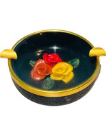 Vintage 3d Flowers Diorama Ashtray Concave Glass 5&quot; Bohemian Boho Handma... - $24.35 CAD