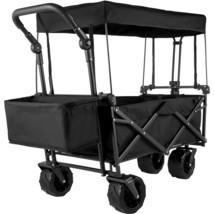 VEVOR Folding Wagon Cart Collapsible Garden Cart w/Canopy 220lbs Big Wheels - £126.59 GBP