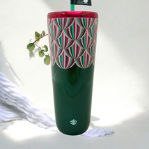 Starbucks 2024 Holiday Green Pink Metallic Tumbler 24 oz Tumbler NWT Gli... - $34.73