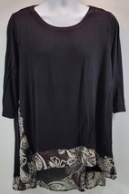 MT) Dressbarn Woman 1X Black Pullover Transparent Back Shirt - £7.88 GBP