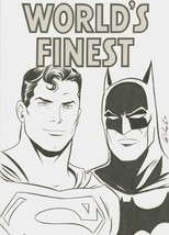 Des Taylor SIGNED Original DC Comics World&#39;s Finest Art Sketch ~ Superman Batman - £159.44 GBP