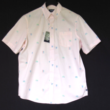 Chaps Men&#39;s Short Sleeve Shirt Surfboard Print Cotton Baby Pink Size XL - £19.16 GBP