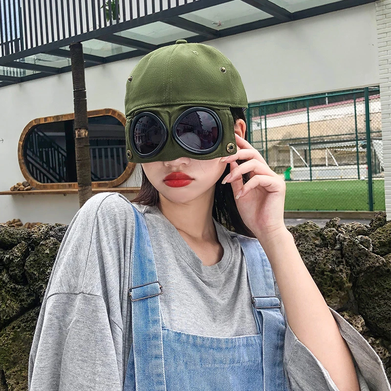 Summer Personality Glasses Baseball Cap Women Aviator Hat with Goggles Unisex - £12.39 GBP+