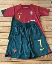 Nike Boy’s Ronaldo Jersey shirt &amp; Shorts Size XL Red green CA  - £46.55 GBP