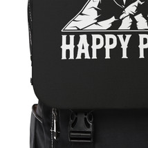 Unisex Casual Shoulder Backpack - Grey &quot;Mountains Are My Happy Place&quot; Flap Canva - £43.80 GBP