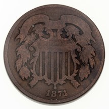 1871 Dos Centavo Pieza, Buen Estado, Todo Marrón Color, Completo Rims - $44.53