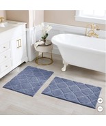 Charisma Bath Rugs Blue 2-Pack Trellis Drylon Microfiber Nonskid Rectangle - $90.16 CAD