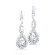 10k White Gold Round Diamond Solitaire Teardrop Frame Dangle Earrings 1/2 Cttw - £558.74 GBP