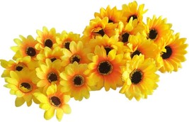 Artificial Sunflower Heads Without Stem 3 Inch Stemless Silk Fake Yellow Sun Flo - £19.82 GBP