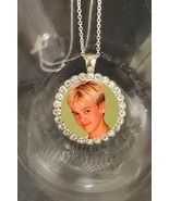 Aaron Carter memorial  silver bling rhinestones necklace fast free shipping - $19.99