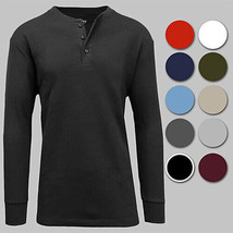 Men&#39;s Long Sleeve 3 Button Henley Waffle Knit Thermal Undershirt Tee Fre... - $13.97