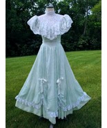 Vintage Gunne Sax Wedding Dress 7 CottageCore Neo Victorian Green Ivory ... - £359.26 GBP