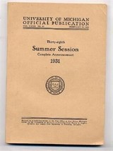 1931 University of Michigan Summer Session Catalog Official Publication - £23.34 GBP