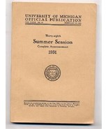 1931 University of Michigan Summer Session Catalog Official Publication - £23.33 GBP
