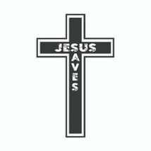 Cross with Jesus Saves in Distressed Letters Sticker Decal - £2.82 GBP+